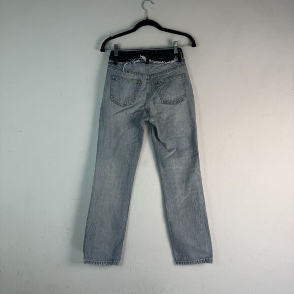 Alexander Wang Women’s Sz 24 Blue and Black Cult Duo Straight Leg Crop Jeans - Picture 2 of 16